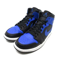 ナイキ NIKE エアジョーダン 1 ミッド AIR JORDAN 1 MID スニーカー 554724-077 ブルー ブラック 26.5cm 美品