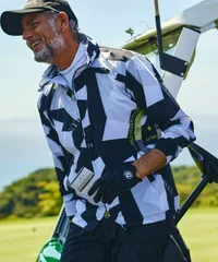 LUXEAKMPLUS リュクスエイケイエムプラス カモ柄トラックジャケット スポーツ ゴルフ GOLF トレーニング ジム 迷彩 カモフラ アウター メンズ ブランド ゴルフウェア 防寒