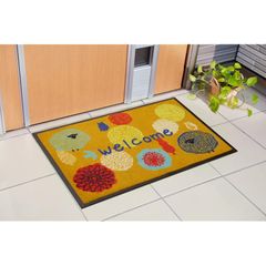 イケヒコ 玄関マット フォレスタ オレンジ 約59×90cm 花柄 屋外用 マット #2042069 0
