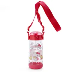 【特価セール】ボトル プラスチック ハローキティ キティちゃん 軽量 hello ワンタッチ kitty 直飲み 冷水専用 480ml ショルダーヒモ付き 名前シール付き ストローボトル 女の子 水筒 キャラクター 子供用 181013 サンリオ SANRIO
