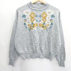 ◇ earth music&ecology アース ミュージック＆エコロジー 花柄 長袖 セーター サイズF グレー レディース E  【1408060028962】