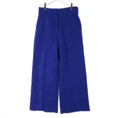 ZARA ザラ ツイード ワイドパンツ S ブルー レディース 古着