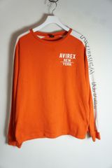 正規 AVIREX アヴィレックス 袖ロゴ 長袖スリーブ 長袖 ロンT Tシャツ 6193571 オレンジ M 本物 727P★2