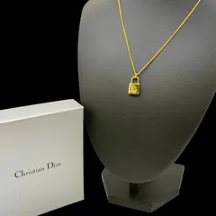 希少 保存箱付き Christian Dior クリスチャン ディオール Dロゴ 南京錠 ネックレス ペンダント アクセサリー 首輪 ゴールド ジュエリー ヴィンテージ