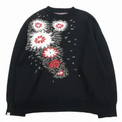 未使用品 DELUXE デラックス 花柄 ニット セーター クルーネック プルオーバー トップス BLOOMING サイズS ブラック メンズ 【中古】のサムネイル