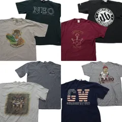 古着卸 まとめ売り USA製 半袖Tシャツ 8枚セット (メンズ L ) ジャンスポ アニマル アメリカ 飛行機 袖プリント 中古 古着 NC0712