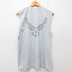 L/古着 ノースリーブ Tシャツ メンズ ミリタリー USエアフォース リフレクター クルーネック 薄グレー 霜降り 25jul07 中古