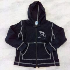 ☆【100cm】傘ロゴ 黒ジップアップパーカー