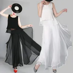 ダンス パンツ フレアパンツ スカーチョ ワイドパンツ スカンツ ガウチョ ヨガパンツ レッスンウェア レッスンパンツ 社交ダンス ラテンダンス ヒップホップ コンテンポラリーダンス バレエ ベリーダンス アラビアン シフォン 夏 白 黒 ミカドレス cr32