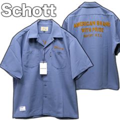 未使用タグ付き Schott TC WORK SHIRT Sサイズ 定価1.4万円 チェーン刺繍 ワークシャツ オープンカラー