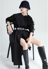 モード系 シャツ ブラウス レディース 半袖 夏 ゆったり 五分袖 ロング丈 アシンメトリー デザイン チュール フリル 無地 おしゃれ 体型カバー 着痩せ カジュアル エレガント パーティー ファッション