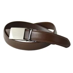 オートロックベルト《3メタルチョコ無地》 新品 未使用牛革 本革 レザー 穴なし カット可能 ビジネスベルト 【C7T】【メール便3】 ファッション