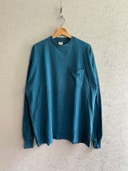 90's FRUIT OF THE LOOM USA製 フルーツオブザルーム ブランク ポケット ロングスリーブ Tシャツ ターコイズ XXL