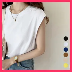 ★スタッフおすすめ★ フレンチスリーブ Tシャツ白黒レディース ベーシック大人通勤/tシャツフレンチ袖/ゆったり夏服着回し おしゃれ ノースリーブカットソー 無地 おすすめ おしゃれ　人気 上品 1HUAJT-001