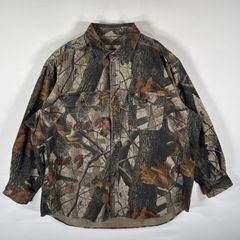 古着 プロギアバイラングラー PRO GEAR by Wrangler 長袖 ネルシャツ リアルツリーカモフラ ワーク 大きいサイズ XXL  ブラウン系 メンズ