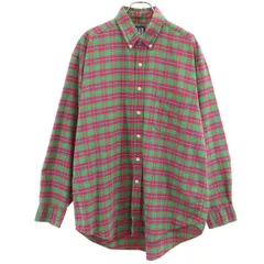 GAP ギャップ 90s オールド チェック柄 長袖 ボタンダウンシャツ L グリーン メンズ 古着