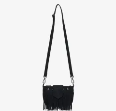 ひどい スエード フリンジ ミニバッグ ブラック