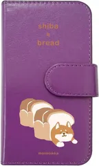 【訳アリ】Galaxy S23 FE SCG24 ギャラクシー 対応 手帳型 スマホ ケース 柴犬と食パン しば 犬 アニマル 動物 キャラクター おしゃれ かわいい (カバー色パープル) ダイアリータイプ 横開き カード収納 フリップ