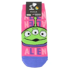 【メール便】トイストーリー 女性用靴下 キャラックス レディースソックス エイリアン ロゴ ディズニー スモールプラネット 大人向け キャラクター グッズ 