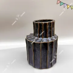 N0194 北欧  ブラック＆ブルー 不規則 花瓶 フラワーベース 室内 陶器 生花 植物 鉢植え 激安 レア インテリア プレゼント 海外 盆栽 おすすめ プランター 人気 デザイン 観葉植物