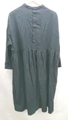 ◇ rps アールピーエス シャツ素材 シンプル 長袖 ロング丈 ワンピース サイズF ブラック レディース E  【1303290015419】