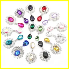 パーツ パーツ ゴールド イヤリング デコ素材 ロリータ 宝石 しずく ハンドメイド 台座つき ジュエル アクセサリーパーツ 15個セット 15色 手作り素材DIY製作キット ビジューパーツ