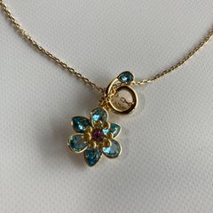 Swarovski Idyllia ペンダント レディース 花モチーフ ブルー ゴールド 箱あり 美品