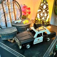 まだまだ、ゼンマイok ブリキのパトカー　アンティークミニカー まだまだ、ゼンマイok ブリキのパトカー アンティークミニカー