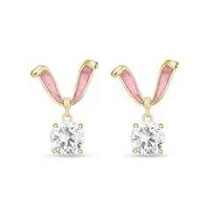 A ジルコニア K.L.Y ピアス レディース 人気 パール 真珠 ウサギ 18K ゴールド 金属アレルギー対応 揺れる ジルコニアCZ 可愛い うさぎ 18金 人気ピアスプレゼント 女性 ジュエリー (A ジルコニア)