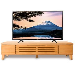 【数量限定】天然木 ナチュラル 50型 引き出し付き 43型 高さ約35cm アルダー材 奥行約40cm 幅約150cm 扉付 ローボード テレビボード 完成品 テレビ台 アイリスプラザ T-ATV-150 【50-55型推奨】