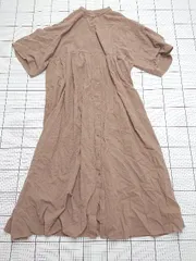 ◇ ⊂ JUNOAH ジュノア シンプル系 半袖 ロング丈 ワンピース サイズM ブラウン系 レディース E  【1508200019178】