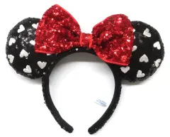 【中古】アクセサリー(非金属) ミニーマウス(ブラック×レッド/ハート刺繍/スパンコール) カチューシャ 「ディズニー」 東京ディズニーリゾート限定