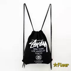 【新品】STUSSY ステューシー ナップサック リュックサック キャンバスバッグ リュック ブラック  男女兼用