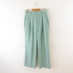 アースミュージック&エコロジー EARTH MUSIC & ECOLOGY スラックス ストレートパンツ ロング タック ストレッチ ライトグリーン 緑 S *T765