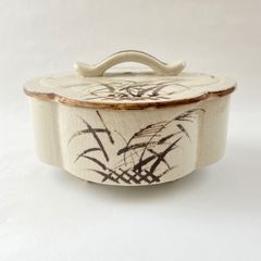 食籠 志野 木瓜　大　加藤五陶　紙箱入　茶道具　茶器　菓子器　菓子鉢　菓子盆　食篭　喰籠