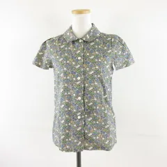 イエナ IENA AIGLE 花柄シャツ ブラウス 半袖 青 緑 M *A720