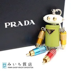 カラーはブラックゴールド系希少品　PRADA チャーム　キーホルダー　ロボット　ブランド名ロゴ　ゴールド色