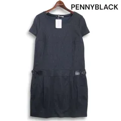 【新品 未使用】 PENNYBLACK ペニーブラック ストライプ★ 半袖 ワンピース Sz.M レディース 灰 グレー ブルガリア製のサムネイル