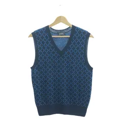 A.P.C. / アーペーセー | ウール 総柄 Vネック ベスト | M | ネイビー/ブルー | レディース