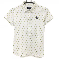 パーリーゲイツ 半袖ポロシャツ 白×イエロー ニコちゃん総柄 スマイル レディース 0(S) ゴルフウェア PEARLY GATES