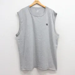 XL/古着 チャンピオン champion ノースリーブ Tシャツ メンズ ワンポイントロゴ 大きいサイズ クルーネック グレー 霜降り 25jul17 中古