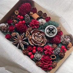 ドライフラワー　ドライナッツ  木の実詰め合わせ セットˎˊ˗ クリスマスレッド　ブラウン　レッド　スノー　クリスマス　クリスマスミックス　ナチュラルクリスマス ヒムロスギNo.111