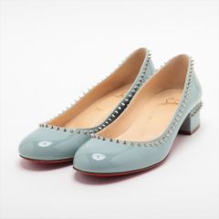 Christian Louboutin クリスチャンルブタン TRELILIANE 30 PATENT スパイクスタッズ パテントレザー パンプス レディース 36 1/2 ライトブルー イタリア製