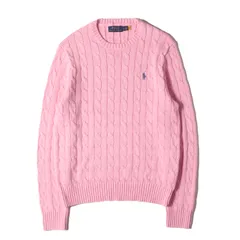 【美品】POLO Ralph Lauren ポロ ラルフローレン ニット サイズ:S / 21SS ケーブル編み コットンニット セーター / ピンク / トップス プルオーバー【メンズ】【中古】