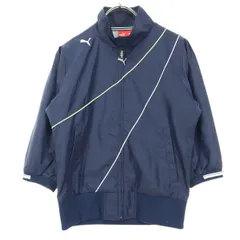 美品 PUMA プーマ 5分袖 ナイロンジャケット M ネイビー レディース 古着
