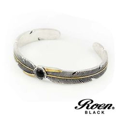 Roen BLACK ロエンブラック フェザーブレスレット バングル オニキス シルバー×ブラック メンズアクセサリー