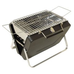 【Azzurri】折りたたみ式 アウトドアコンロ ブラック BBQコンロ バーベキューコンロ トランク型 焼肉グリル ステンレス 小型コンロ 卓上 カバン型 キャンプ ベランピング  ソロキャン 屋外 レジャー【AZ29570】