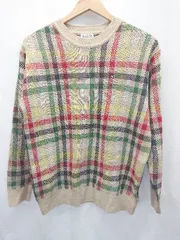 ◇ ⊇ Arnold Palmer アーノルドパーマー チェック柄 長袖 ニット セーター サイズM ベージュ レッド マルチ レディース E  【1411130016066】