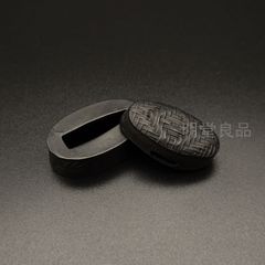 AFH03　日本刀装具　縁頭　笹の図　鋼製　絵金銀　刀剣美術　武道具　居合　現代品