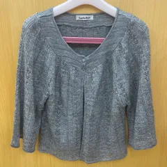 【✨美品✨】Layla Rose レイラローズ ウィメンズ フレアニット　knit ニットカーディガン　グレー　ラメ　キラキラ　2ボタン　ふわふわ　ゆるふわ　透け感　姫コーデ　大人女子　アンティーク　ヴィンテージ　きれいめカジュアル　ビジネスカジュアル　激安